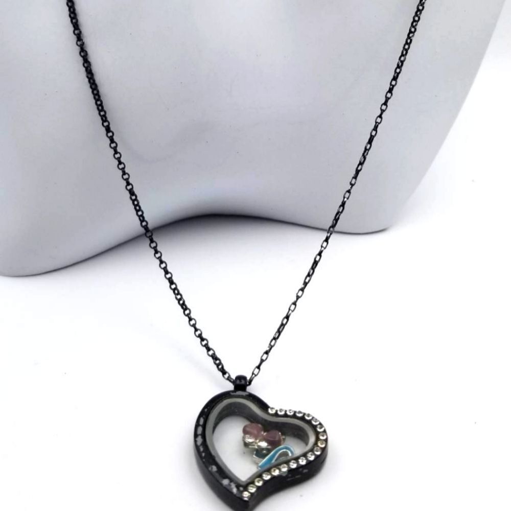 Floating heart crystal necklace